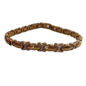 Rose Gold XO link bracelet CZ accents